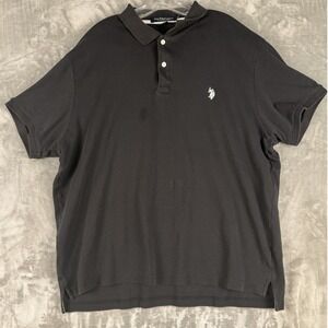 US Polo Assn‎ Mens Black Luxury Feel Short Sleeve Polo Shirt XXL